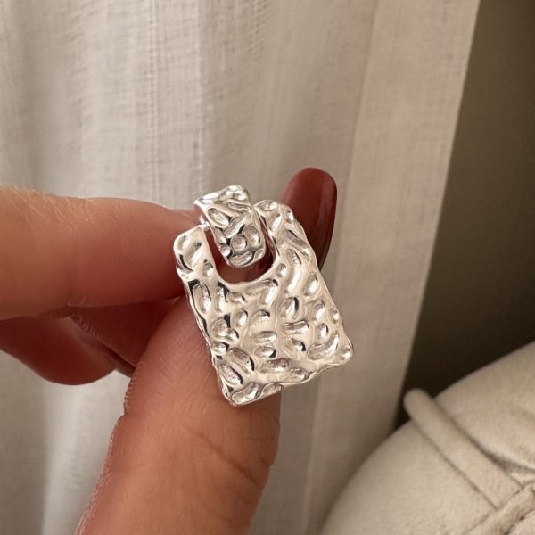Wholesale 925 Sterling Silver Textured Square Earrings - Image 3