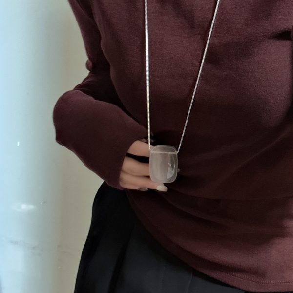 Wholesale 925 Sterling Silver Square Grey Agate Necklace - Image 4