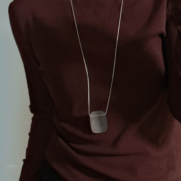 Wholesale 925 Sterling Silver Square Grey Agate Necklace - Image 5