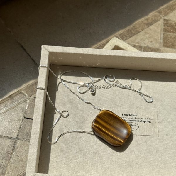 Wholesale 925 Sterling Silver Square Tiger Eye Necklace - Image 2