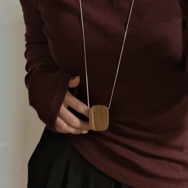Wholesale 925 Sterling Silver Square Tiger Eye Necklace - Image 4