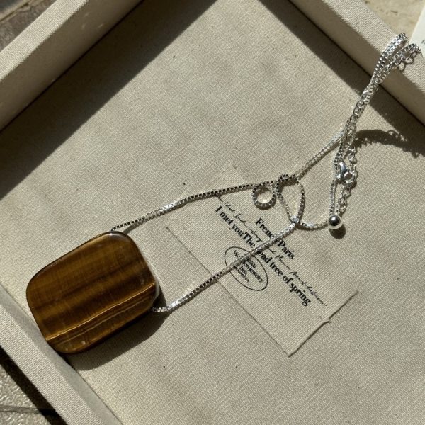 Wholesale 925 Sterling Silver Square Tiger Eye Necklace - Image 3