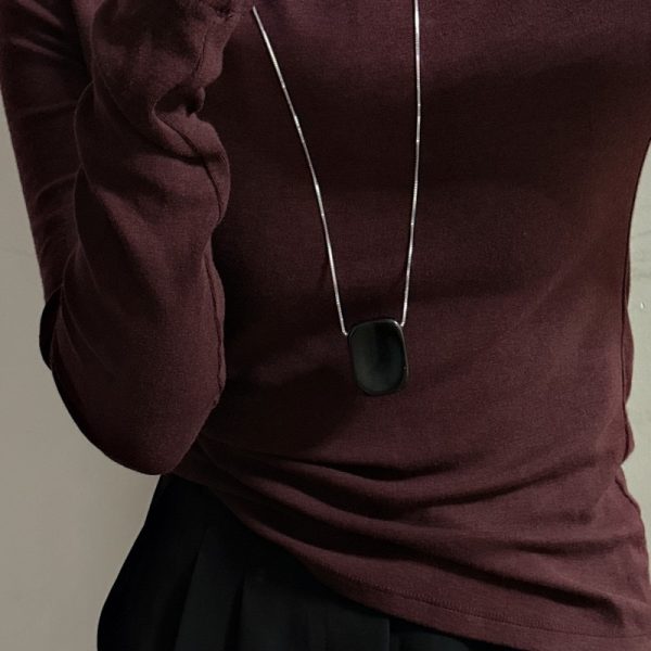 Wholesale 925 Sterling Silver Square Obsidian Necklace - Image 4