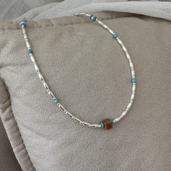 Wholesale 925 Sterling Silver Turquoise Rice Bead Necklace - Image 3