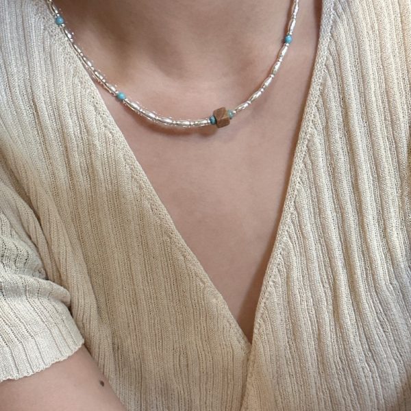 Wholesale 925 Sterling Silver Turquoise Rice Bead Necklace - Image 4