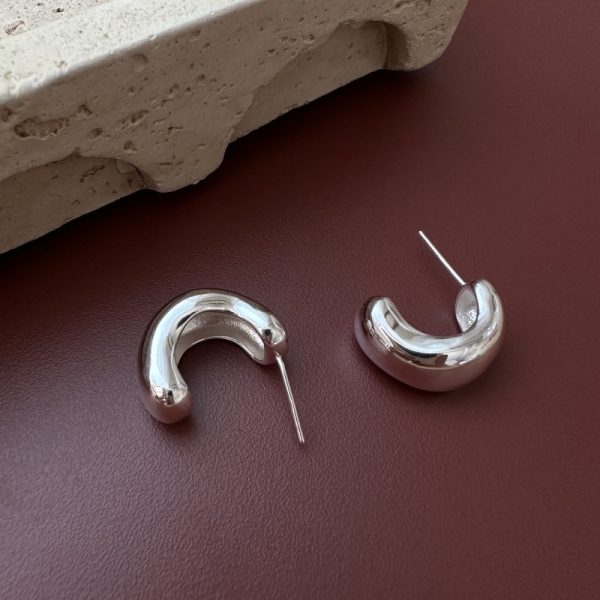 Wholesale 925 Sterling Silver C-shape Earrings - Image 2