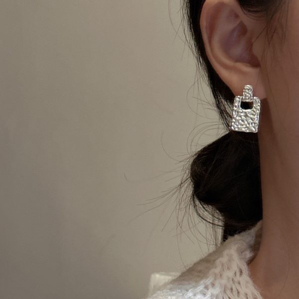 Wholesale 925 Sterling Silver Textured Square Earrings - Image 5