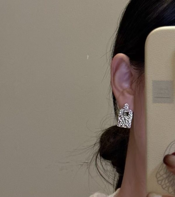 Wholesale 925 Sterling Silver Textured Square Earrings - Image 6