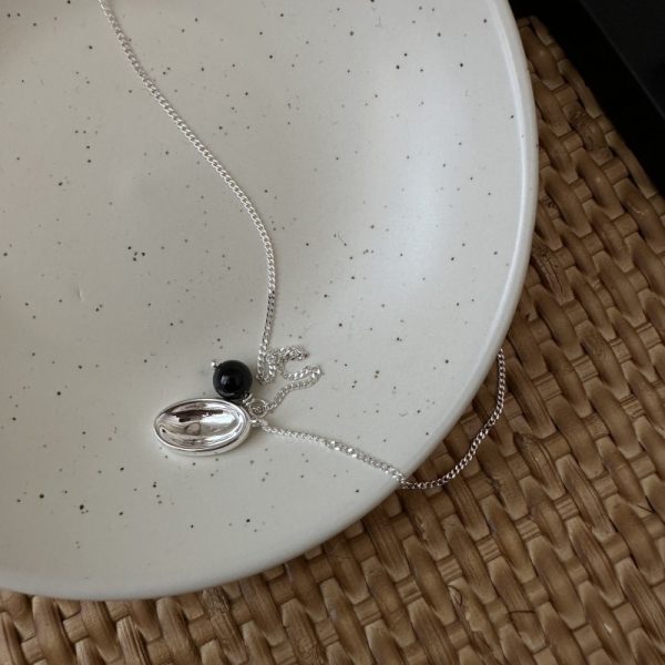 Wholesale 925 Sterling Silver Oval Pearl Black Agate Necklace - Image 2