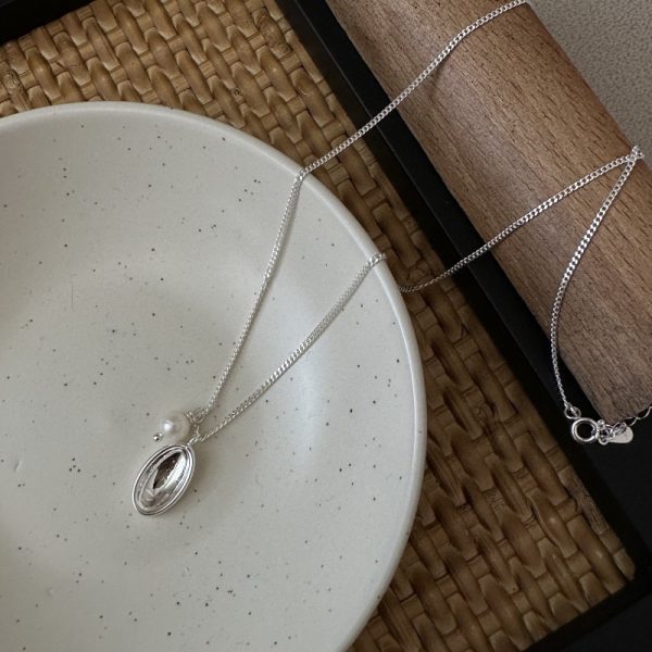 Wholesale 925 Sterling Silver Oval Pearl Black Agate Necklace - Image 3