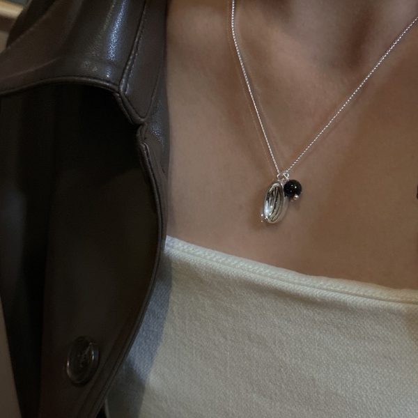 Wholesale 925 Sterling Silver Oval Pearl Black Agate Necklace - Image 4