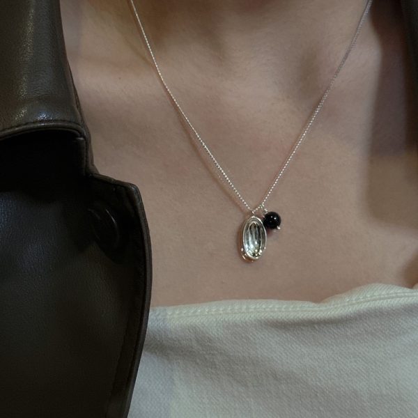 Wholesale 925 Sterling Silver Oval Pearl Black Agate Necklace - Image 5