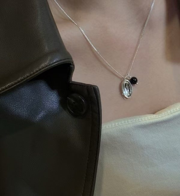 Wholesale 925 Sterling Silver Oval Pearl Black Agate Necklace - Image 6
