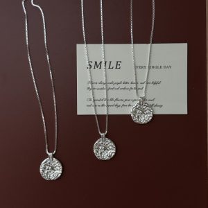 Wholesale 925 Sterling Silver Round Texture Necklace