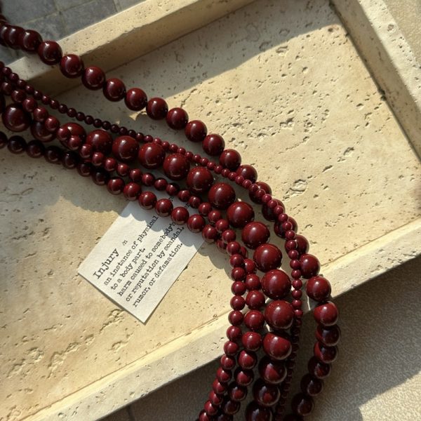 Wholesale 925 Sterling Silver Artificial Red Pearl Necklace