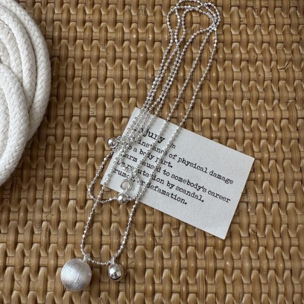 Wholesale 925 Sterling Silver Brushed Bead Necklace - Image 2