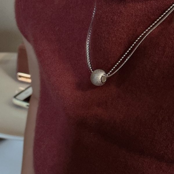 Wholesale 925 Sterling Silver Brushed Double-Layers Necklace - Image 4