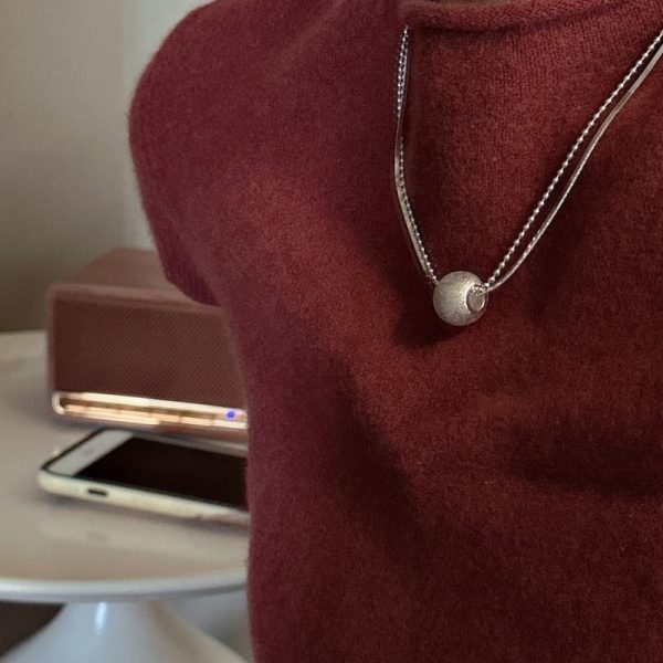 Wholesale 925 Sterling Silver Brushed Double-Layers Necklace - Image 5