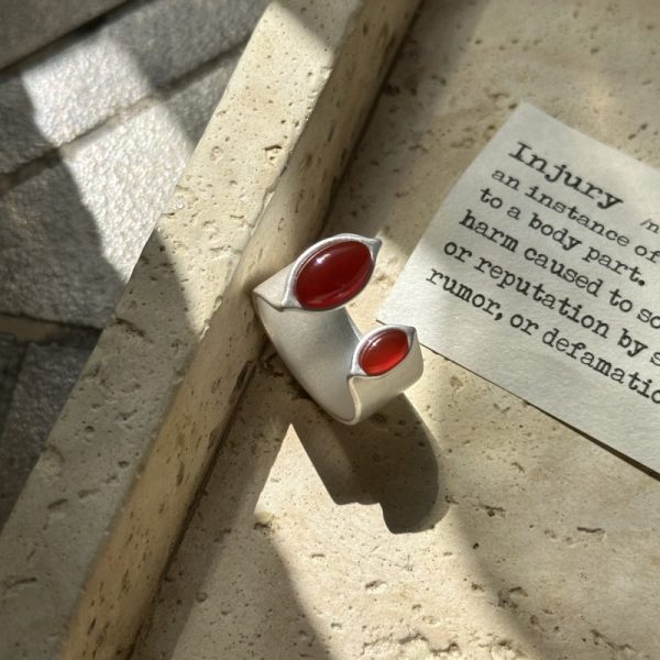 Wholesale 925 Sterling Silver Red Agate Ring