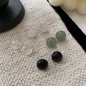 Wholesale 925 Sterling Silver Natural Stone Bead Stud Earrings