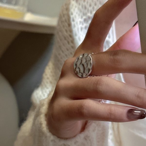 Wholesale 925 Sterling Silver Texture Adjustable Light Ring - Image 4