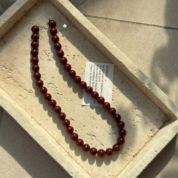 Wholesale 925 Sterling Silver Artificial Red Pearl Necklace - Image 3