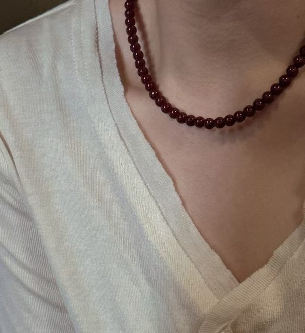 Wholesale 925 Sterling Silver Artificial Red Pearl Necklace - Image 6