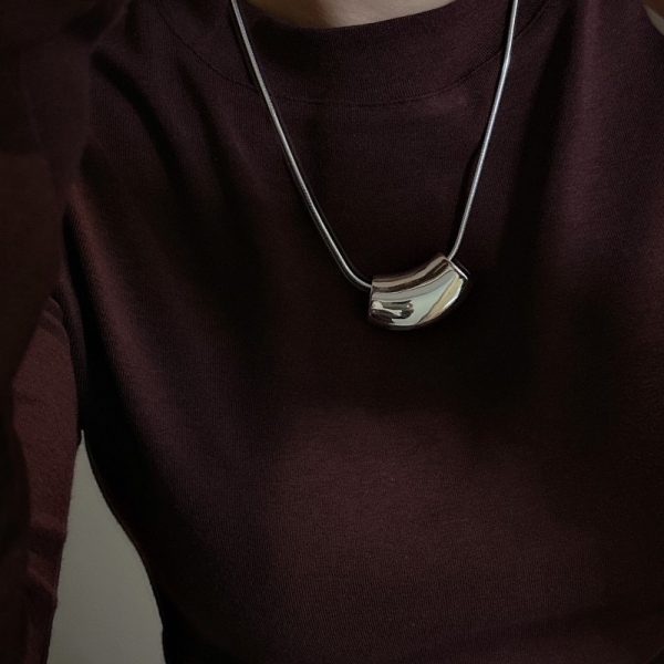 Wholesale 925 Sterling Silver Smooth Curved Necklace - Image 5