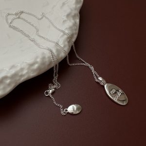 Wholesale 925 Sterling Silver Oval Engraved Necklace