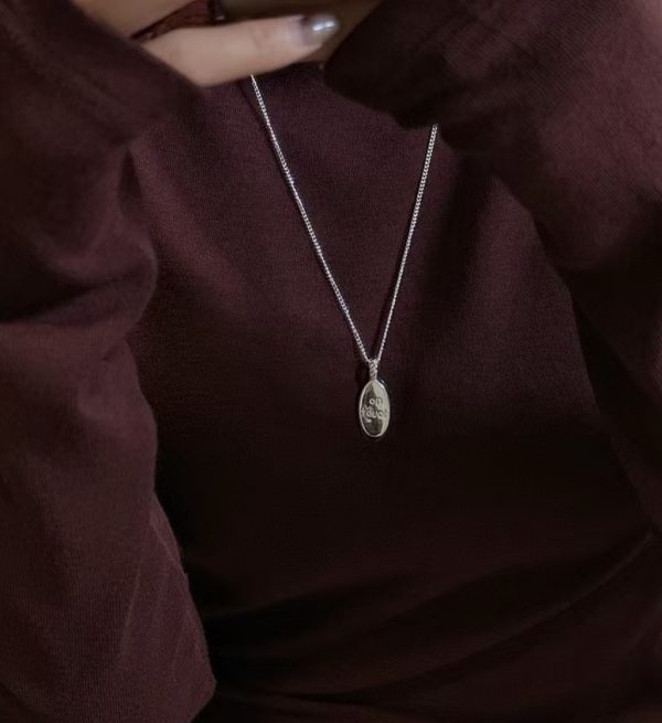 Wholesale 925 Sterling Silver Oval Engraved Necklace - Image 6
