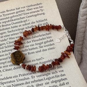 Wholesale 925 Sterling Silver Natural Stone Rose Bracelet