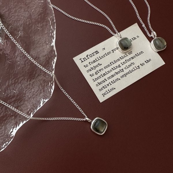 Wholesale 925 Sterling Silver Square Labradorite Necklace - Image 3