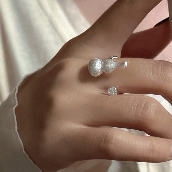Wholesale 925 Sterling Silver Matte Frosted Gourd Ring - Image 5