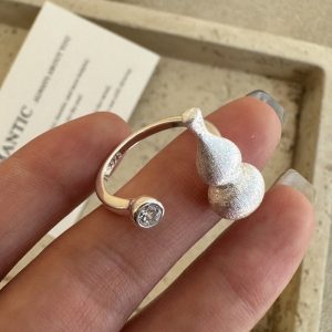Wholesale 925 Sterling Silver Matte Frosted Gourd Ring