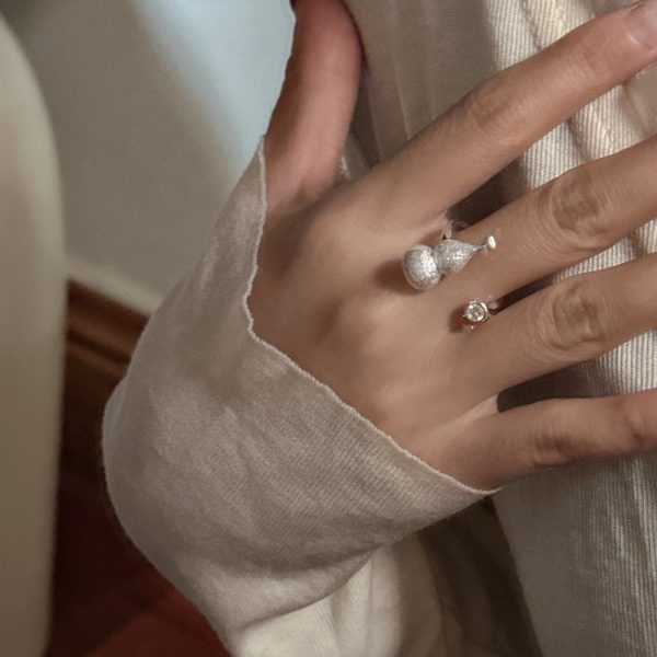 Wholesale 925 Sterling Silver Matte Frosted Gourd Ring - Image 6