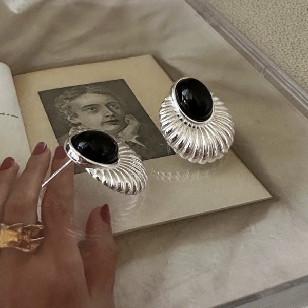 Wholesale 925 Sterling Silver Black Agate Earrings - Image 3