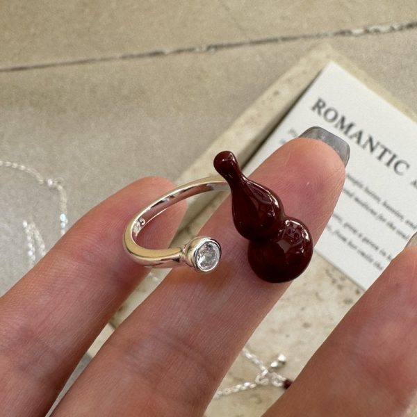 Wholesale 925 Sterling Silver Red Gourd Necklace & Ring - Image 3