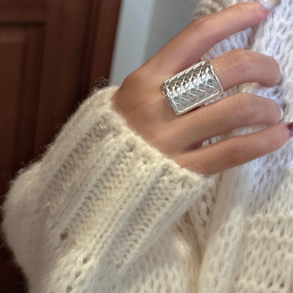 Wholesale 925 Sterling Silver Chunky Rectangular Ring - Image 6