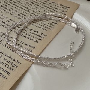 Wholesale 925 Sterling Silver Woven Collarbone Chain Necklace