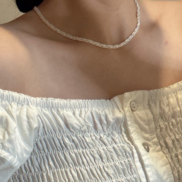 Wholesale 925 Sterling Silver Woven Collarbone Chain Necklace - Image 6