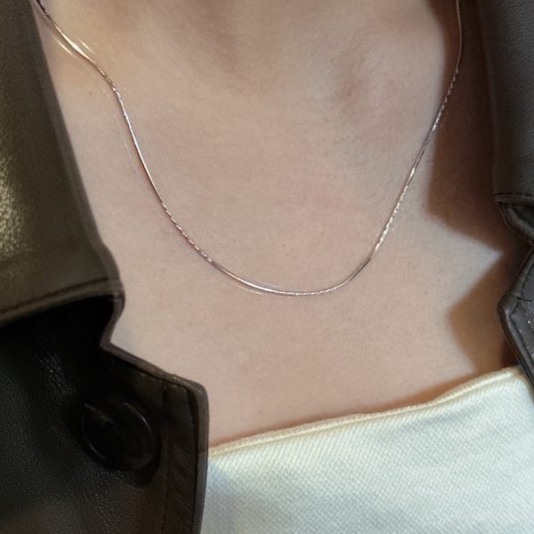 Wholesale 925 Sterling Silver Light Snake Bone Chain Necklace - Image 5