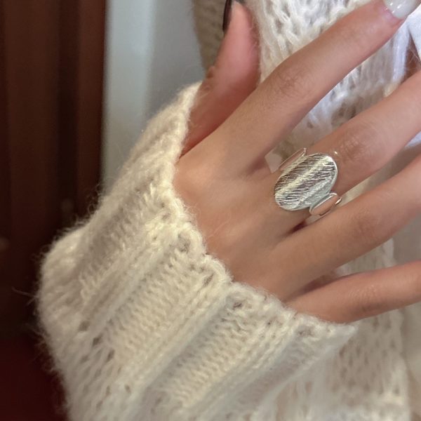 Wholesale 925 Sterling Silver Textured Oval Ring - Image 4