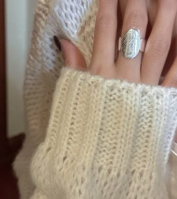 Wholesale 925 Sterling Silver Textured Oval Ring - Image 6