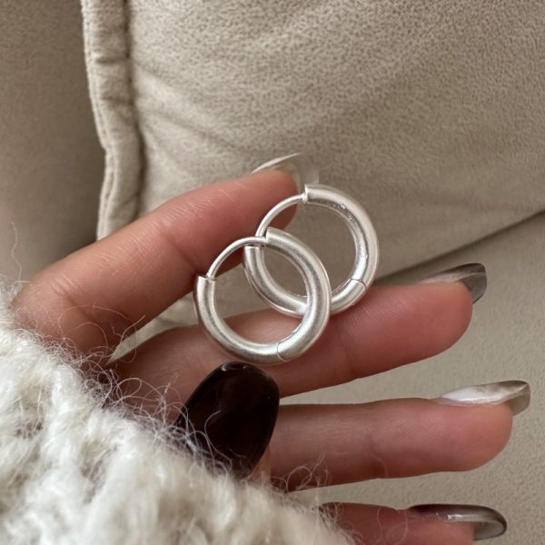 Wholesale 925 Sterling Silver Matte Hoop Earrings - Image 3