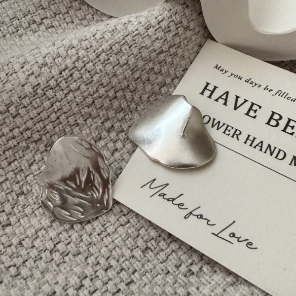 Wholesale 925 Sterling Silver Textured Big Stud Earrings - Image 2
