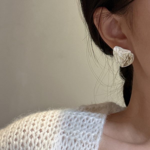 Wholesale 925 Sterling Silver Textured Big Stud Earrings - Image 5