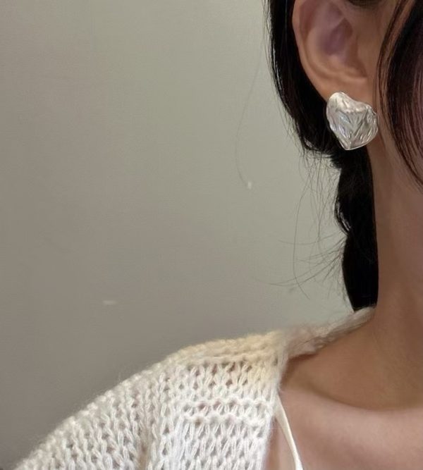 Wholesale 925 Sterling Silver Textured Big Stud Earrings - Image 6