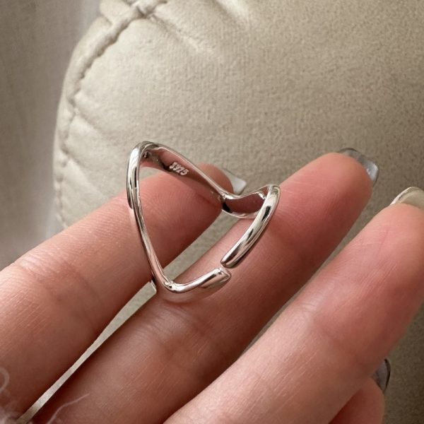 Wholesale 925 Sterling Silver Plain V-shaped Ring - Image 3