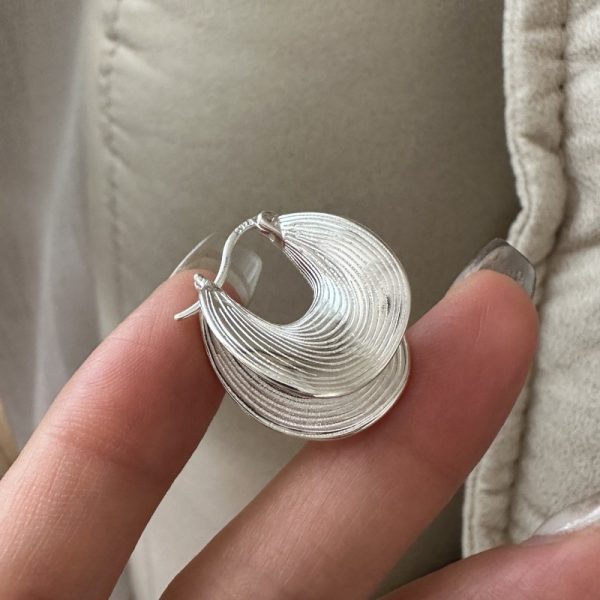 Wholesale 925 Sterling Silver Striped Irregular Earrings - Image 3