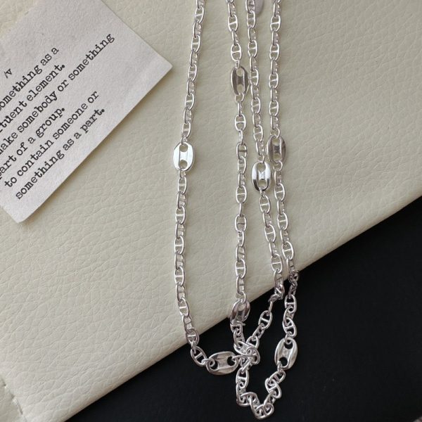 Wholesale 925 Sterling Silver Pig Nose Long Necklace - Image 2